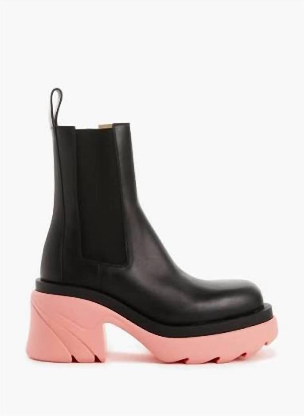 NEW BOTTEGA VENETA women's flash chelsea boots in black/pink